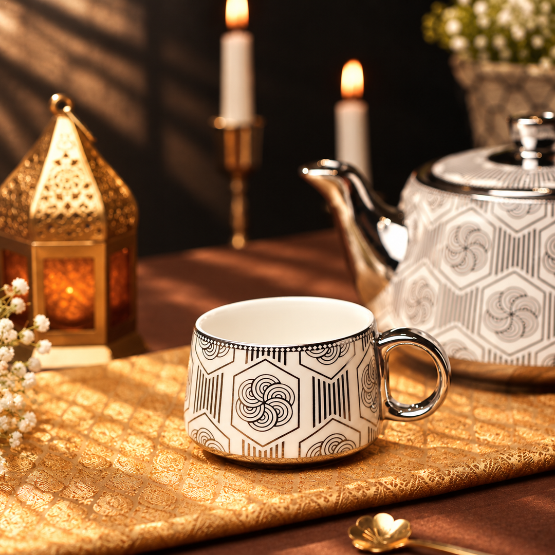 Porvelle Silver Prism 7 pcs Tea Set SILVER