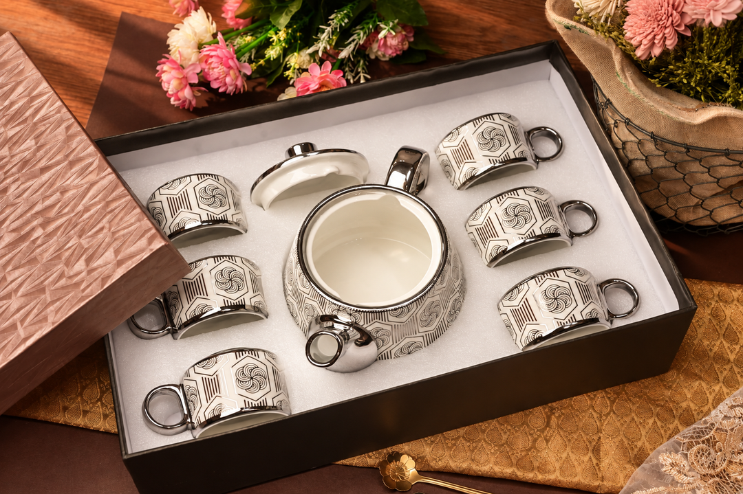Porvelle Silver Prism 7 pcs Tea Set SILVER