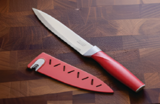 SS MATT BLADE KNIFE WITH KNIFE SHARPENER COVER 5 inch